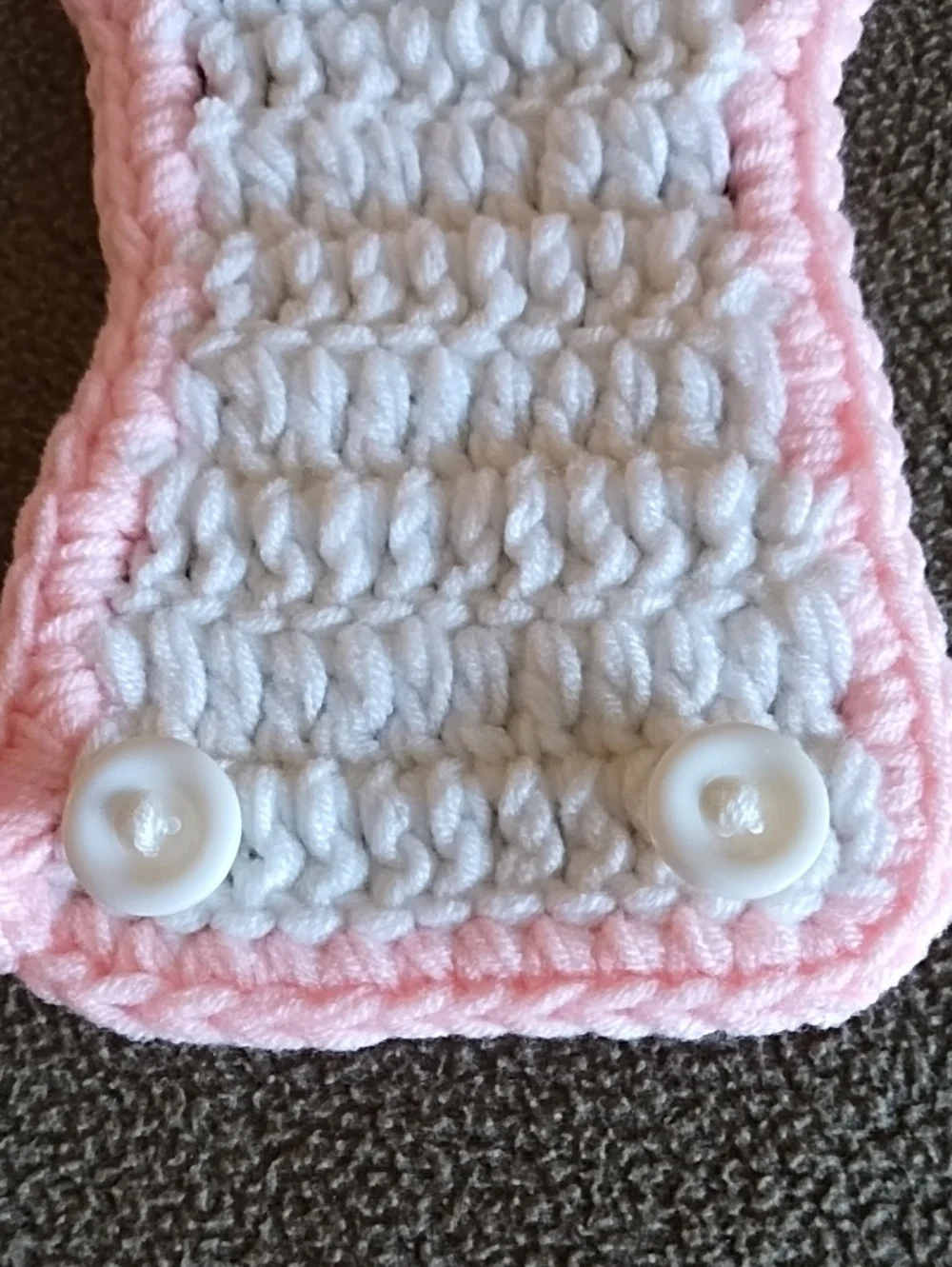 Baby Crochet Set Bunny Hat and Diaper Cover Soft Baby Shower Gift Pink White